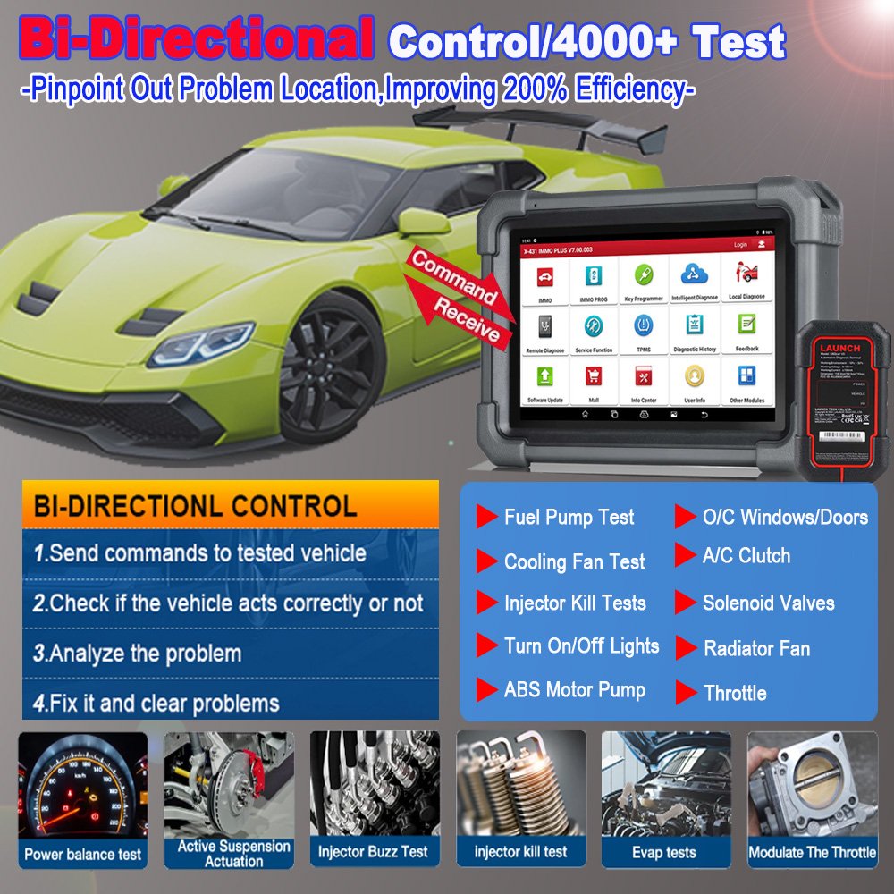 Launch X431 IMMO PLUS X-431 Elite OBD2 Scanner Full System Diagnostic Key Programming Tool Car Professional Battery Tester