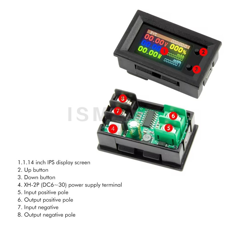 DC6-30V 20A Digital Voltmeter Ammeter 8in1 Multifunction Tester IPS Voltage Current Power Energy Battery Electricity Test Meter