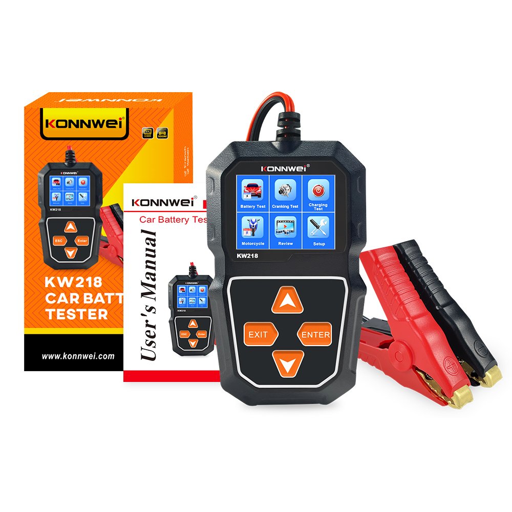 KONNWEI KW218 Professional Battery Tester Battery Tester 6V 12V 100 to 2000CCA Cranking Charging Motorcycle