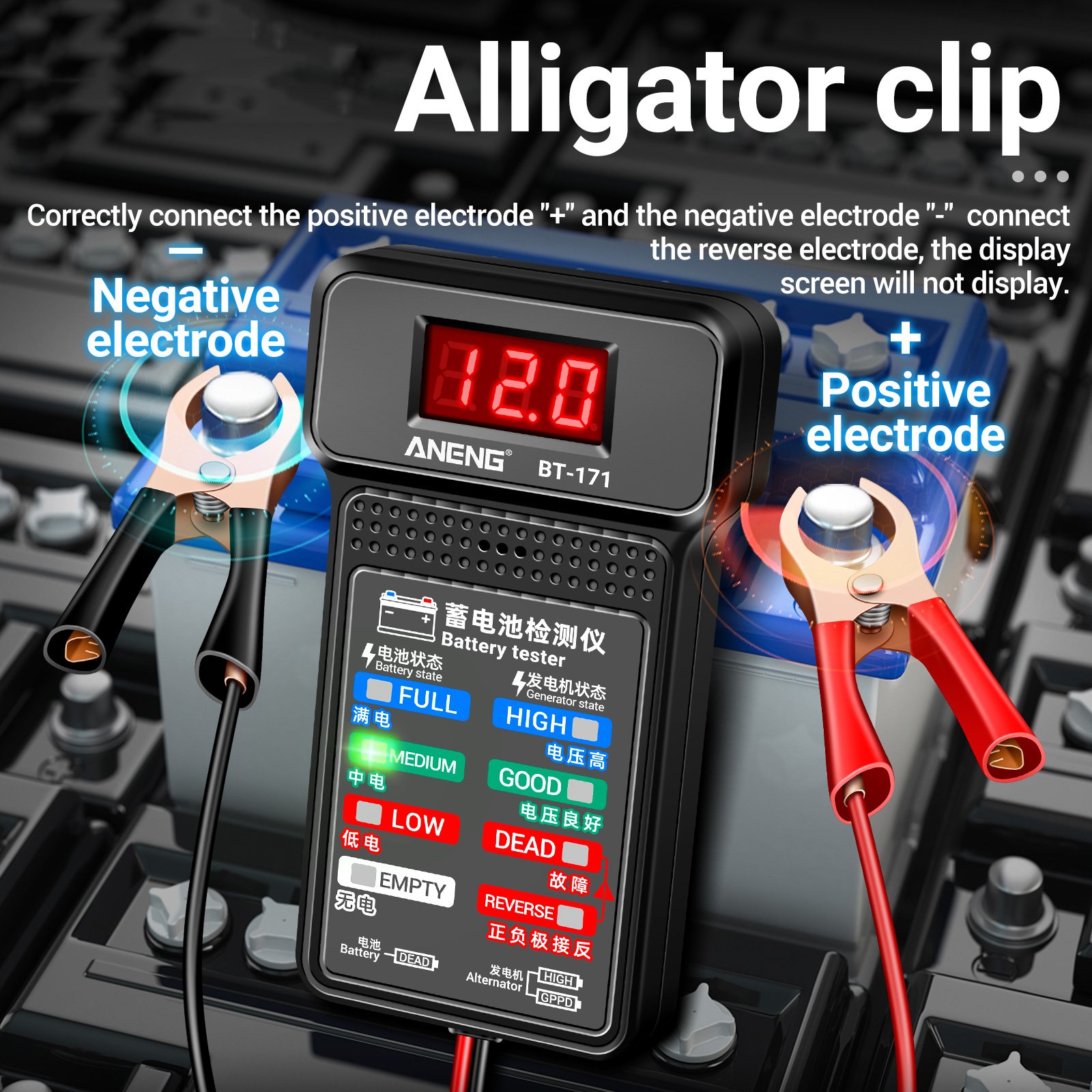 BT-171 ANENG 12V Multifunctional Car Battery Testers Status-Indicator Auto Repair Industry Detection Diagnostic Electrician Tool