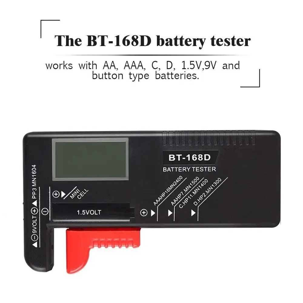 BT-168D Battery Capacity Tester Button Cell Volt Checker Universal Battery Tester BT168D