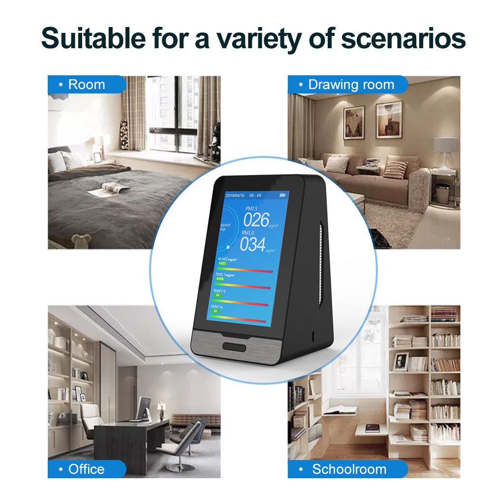 Tuya wifi connect CO2 meter PM2.5 detector PM2.5 CO2 gas analyzers HCHO TVOC tester CO2 detector air quality monitor