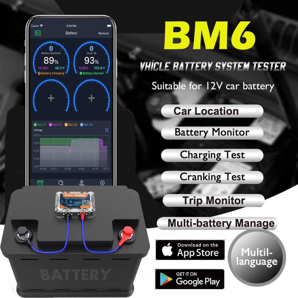 Battery Monitoring Gps Tracker Map Google Android Customize OEM Automotive battery tester IOS APP BM6
