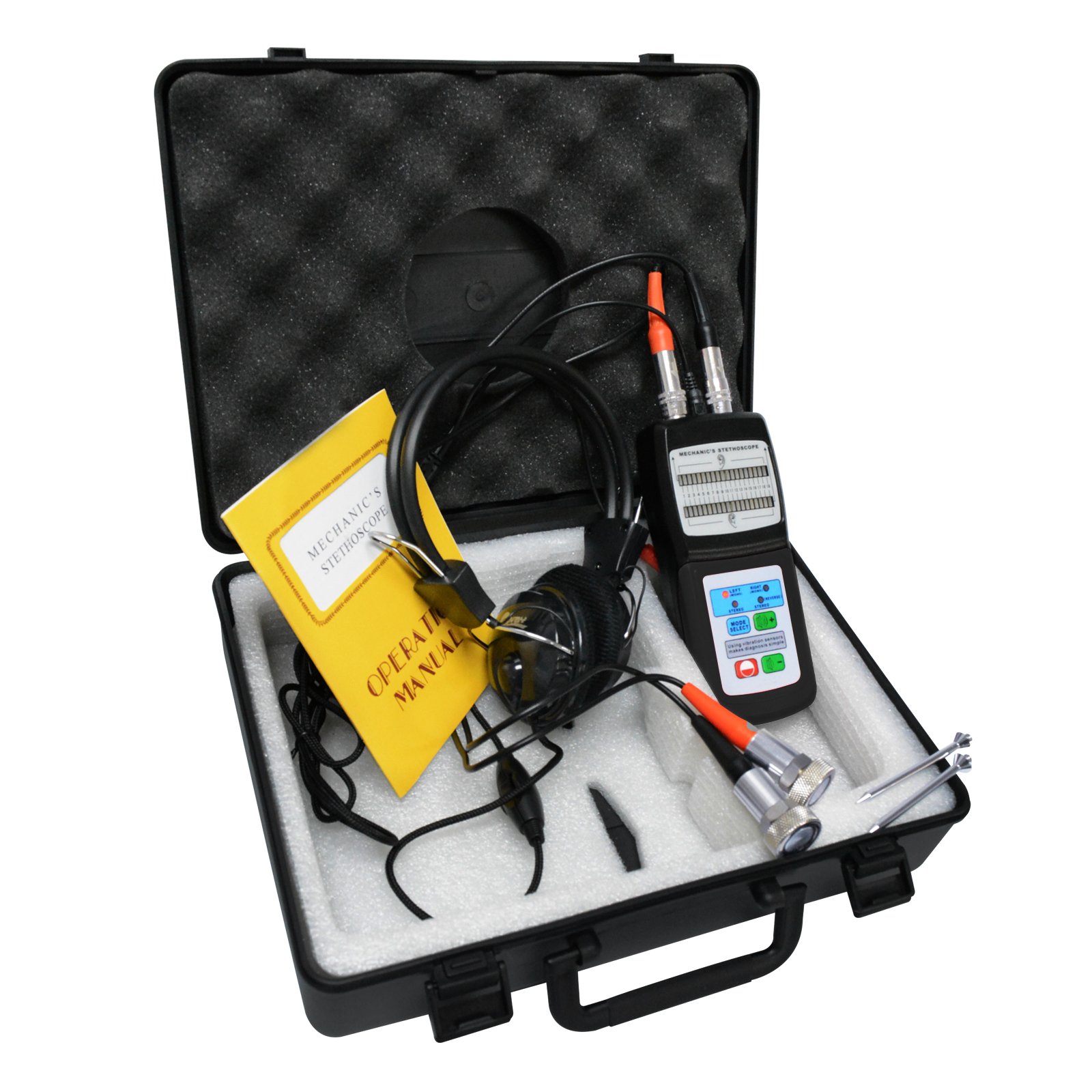 Digital Mechanic's Engine Stethoscope with Headphone & 2 Separate Sensor Probe, 10~10K Hz Sound Noise Detection Automotive Tool