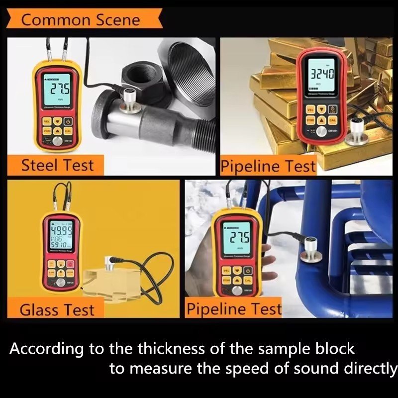 GM100 Tester Thickness Gauge Ultrasonic Metal Compact Digital Accurate LCD Display Intelligent Handhold Meter Backlight Portable