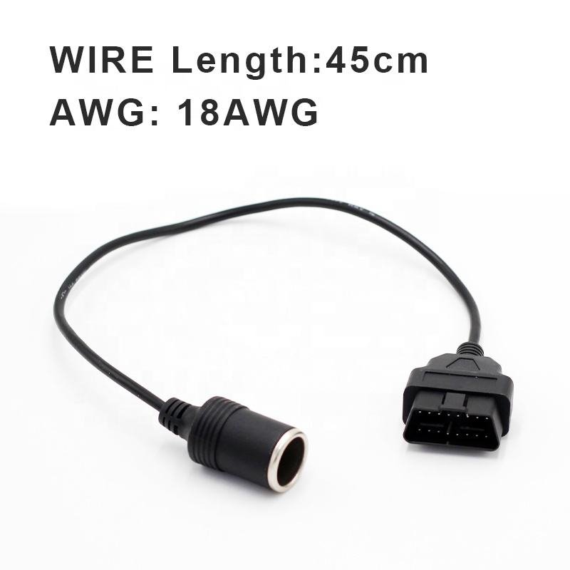 OBD 2 cable to Cigarette Lighter Female Connector Power Supply Cable for Vehicle Car Memory Saver