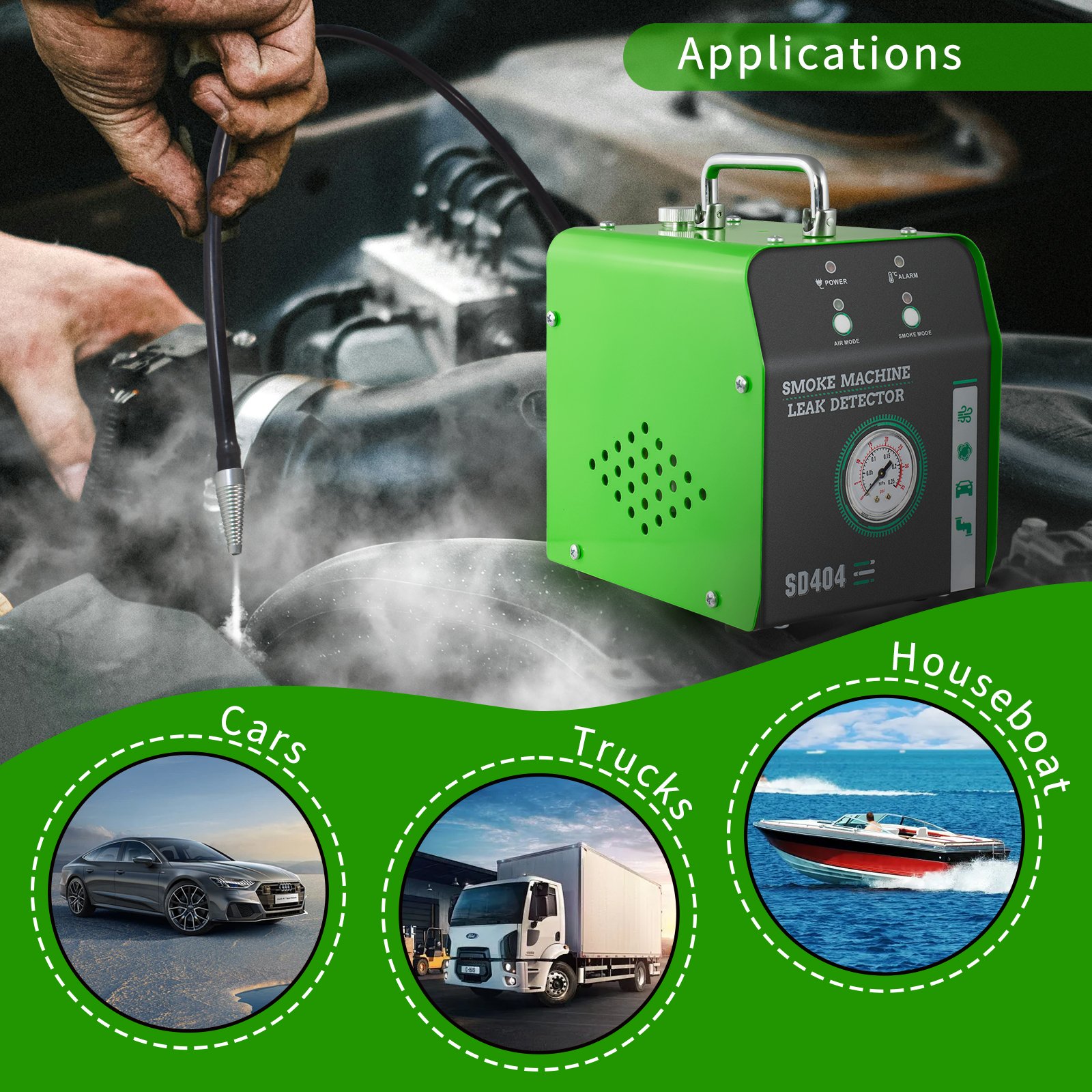 SD404 Enhanced Auto Repairs 12V Battery Tester Automotive Smoke Detector for Efficient Battery Testing and Leak Detection