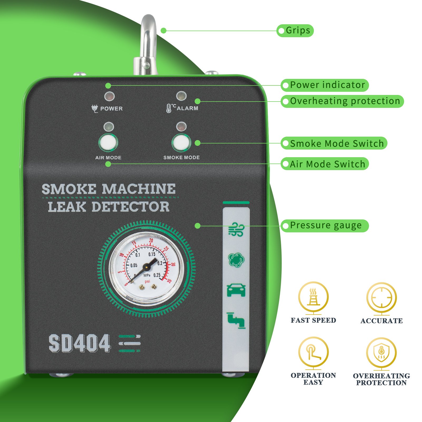 SD404 Enhanced Auto Repairs 12V Battery Tester Automotive Smoke Detector for Efficient Battery Testing and Leak Detection