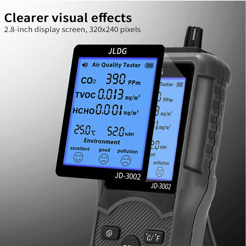 Factory JD3002 air gas analyzer CO2, TVOC, HCHO temperature humidity multifunctional detection