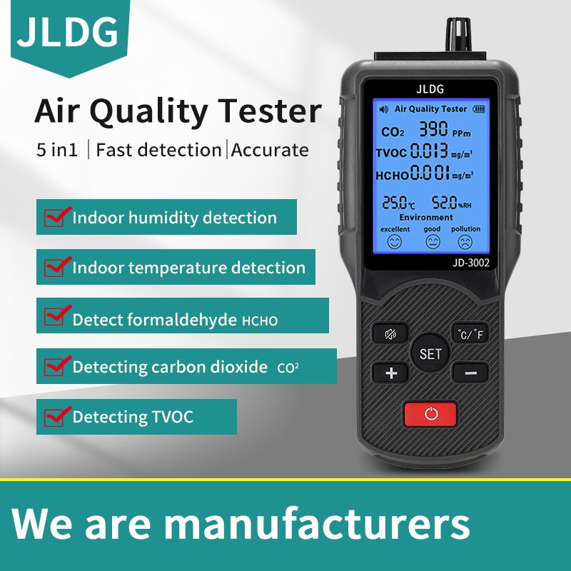 Factory JD3002 air gas analyzer CO2, TVOC, HCHO temperature humidity multifunctional detection
