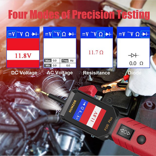 Humzor P100 Plus 12V 24V Automotive Scanner Power Probe Electric Circuit System Tester Car Battery Circuit Tester