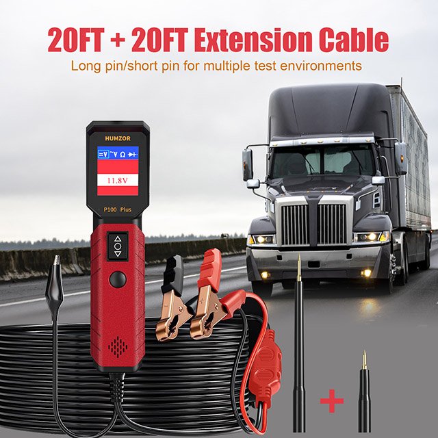 Humzor P100 Plus 12V 24V Automotive Scanner Power Probe Electric Circuit System Tester Car Battery Circuit Tester