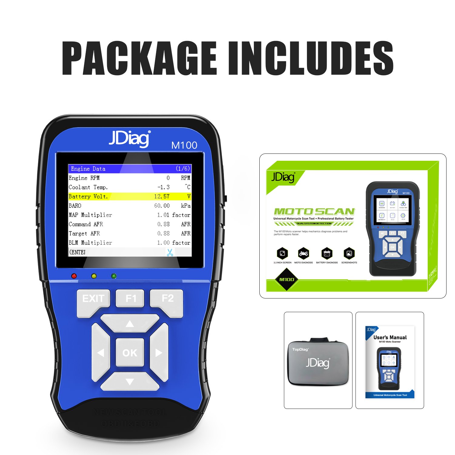 M100 Obd Scanner Motorcycle Diagnostic Tools Simple Set Manufacture Topdiag TP100 Motorbike ECU Scanner Tool