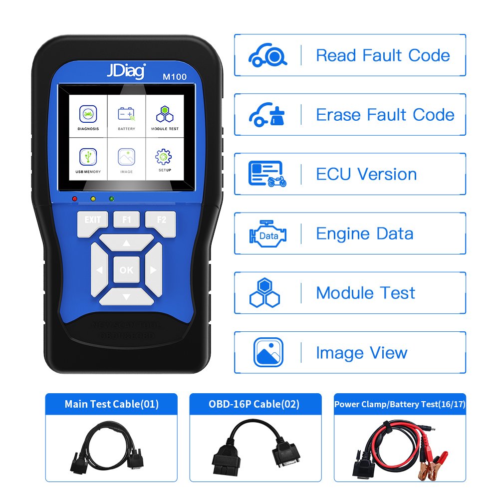 M100 Obd Scanner Motorcycle Diagnostic Tools Simple Set Manufacture Topdiag TP100 Motorbike ECU Scanner Tool