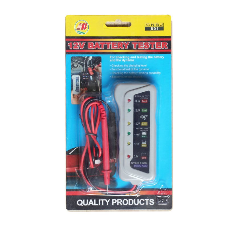 Portable 12V Auto Digital Battery Tester Alternator 6 LED Light for Cars and Motorcycle Battery Tester detector