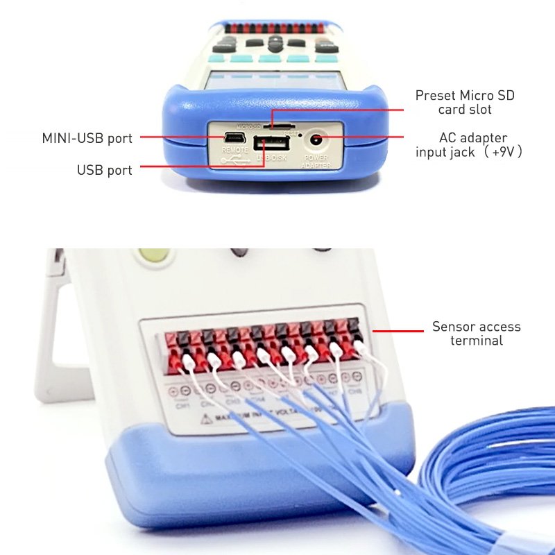 AT4202 2 Channel Lithium battery handheld multi-channel temperature meter tester data logger
