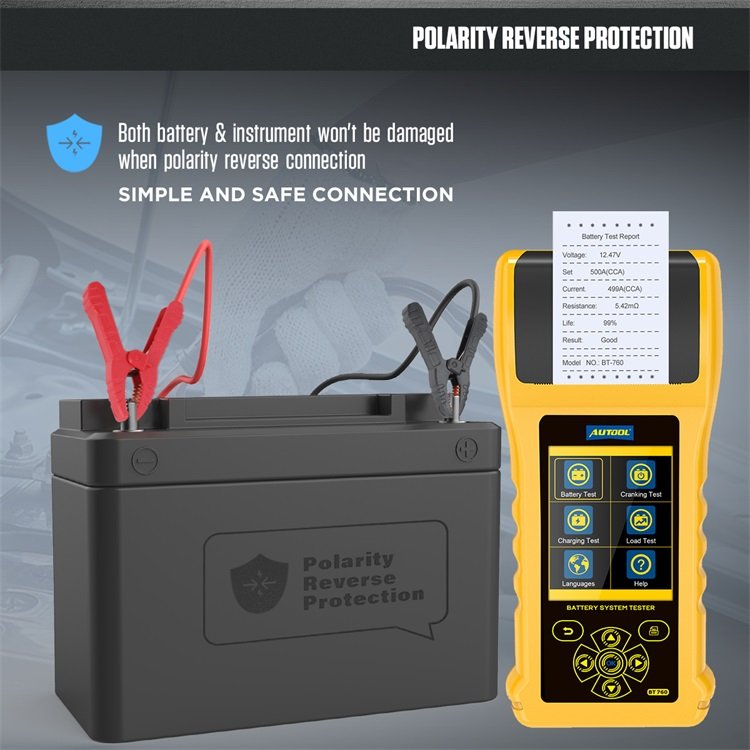 AUTOOL BT760 Color Screen Car Battery Tester with Printer 6- 32V Load Battery Analyzer Tester
