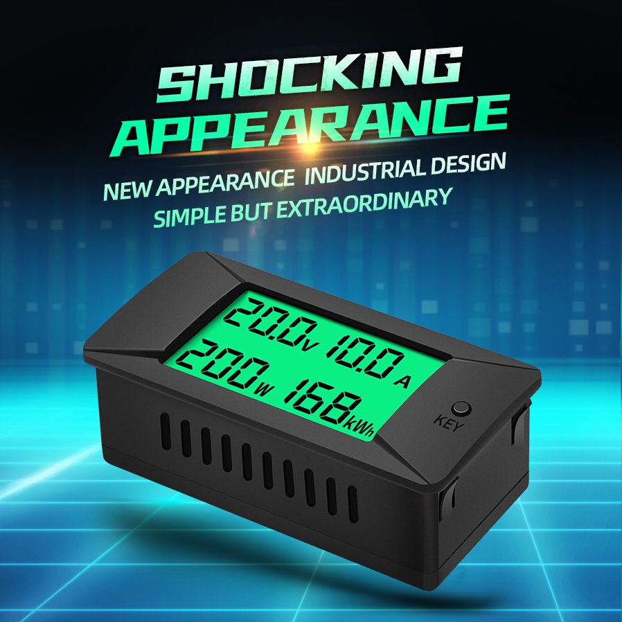 Peacefair PZEM-025 300V 300A LCD Voltmeter Ampere Voltage Meters 12V Power Energy Meter DC Volt Digital Voltage Tester