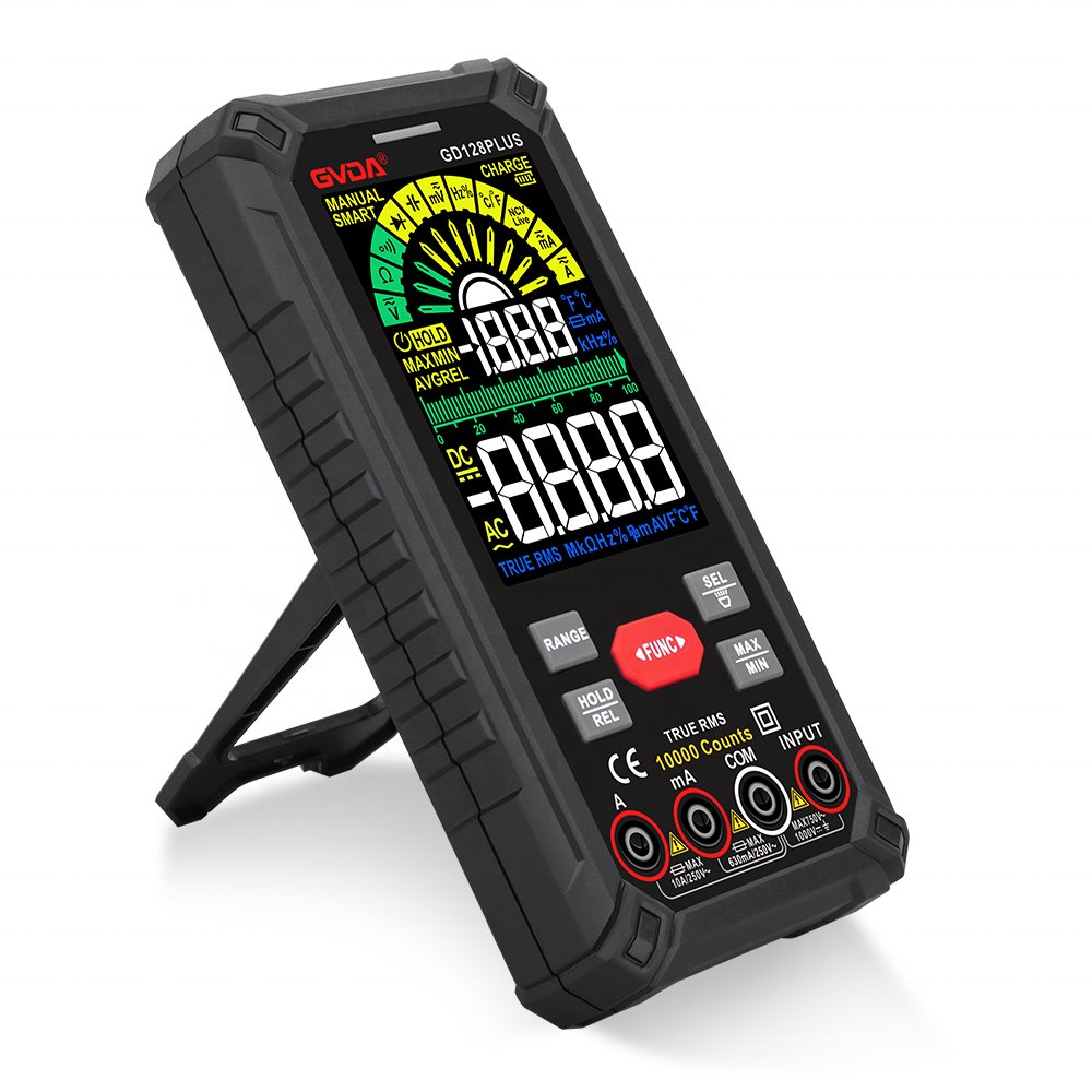 GVDA Rechargeable Digital Multimeter 9999 counts Smart Multitester LCD Color Display DC AC Voltage Current True RMS Multimetro