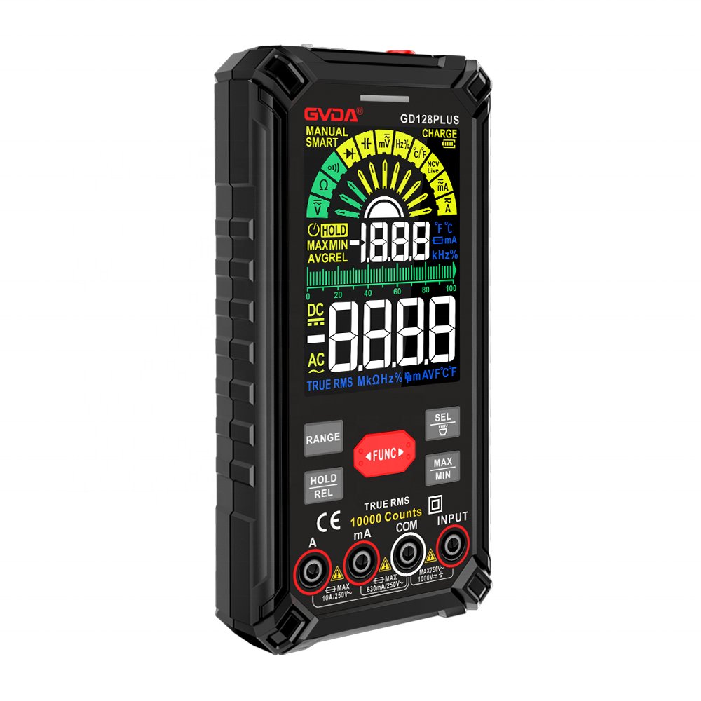 GVDA Rechargeable Digital Multimeter 9999 counts Smart Multitester LCD Color Display DC AC Voltage Current True RMS Multimetro