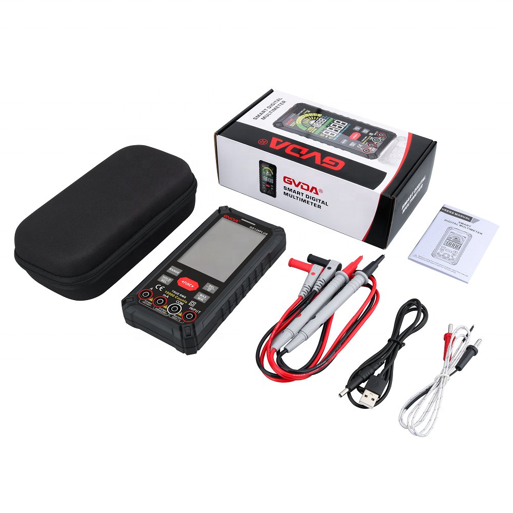 GVDA Rechargeable Digital Multimeter 9999 counts Smart Multitester LCD Color Display DC AC Voltage Current True RMS Multimetro