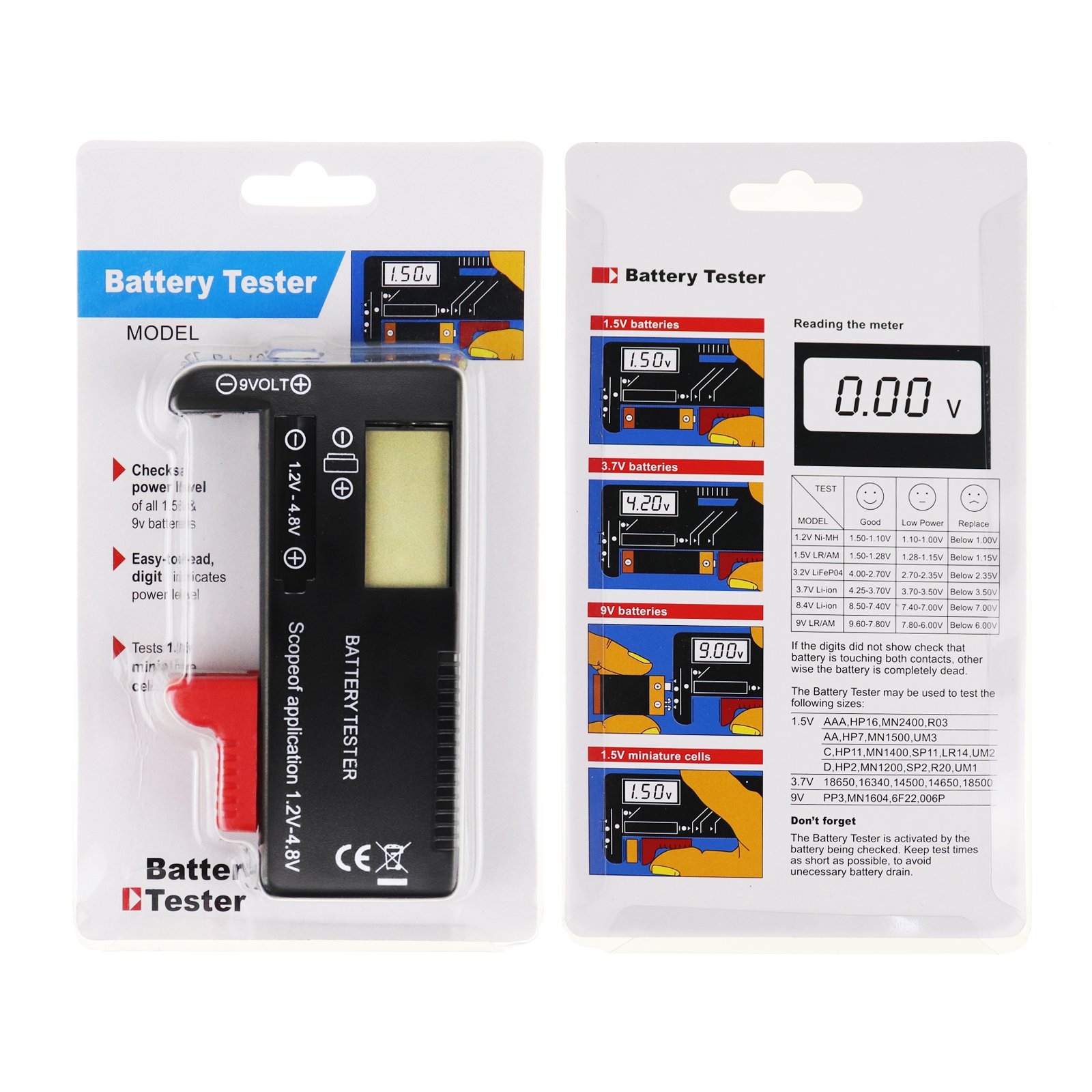 Digital Battery Capacity Tester Volt Checker Load Analyzer Display Check AAA AA C D 9V 3.7V 1.5V Button Cell Household
