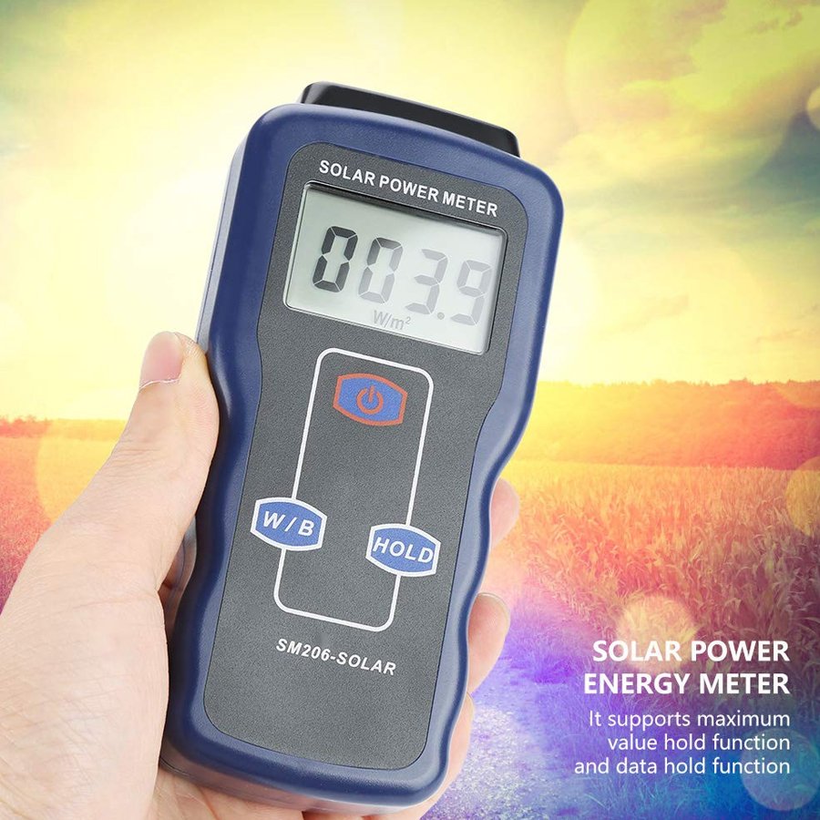 RZ/Ruizhi SM206 Digital Solar Power Irradiance Meter Sun Light Radiation Tester Measuring Energy Insolation Testing Instrument