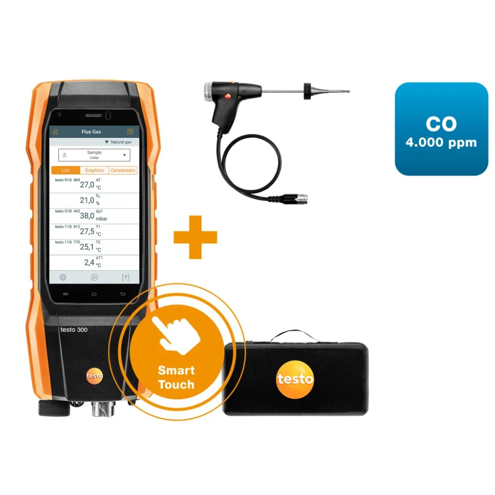 original and brandnew testo 300 flue gas tester (O2, CO up to 4,000 ppm) digital flue gas analyzer testo 300 kit