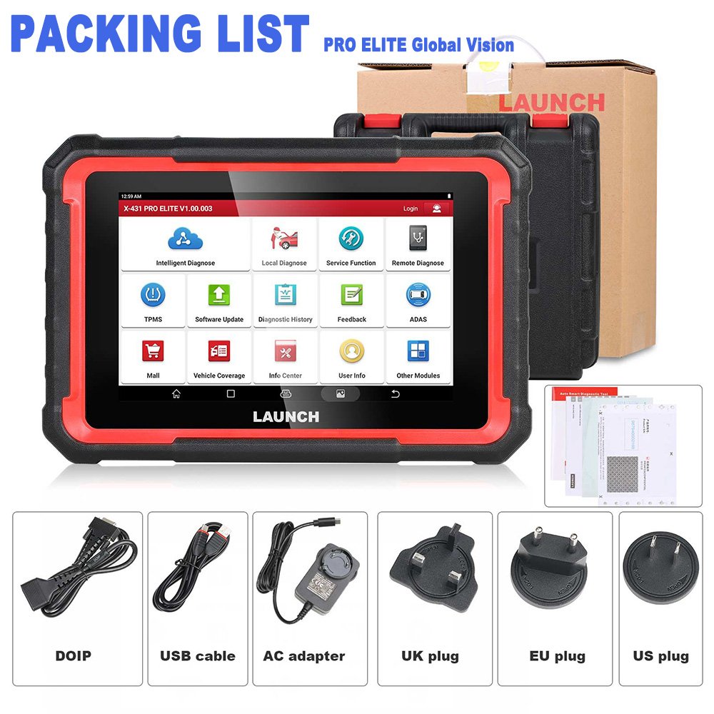 Launch X431 PRO Elite Bidirectional Scan Tool with CANFD DOIP Auto Diagnostic Machine Car OBD2 Scanner ECU Online Code
