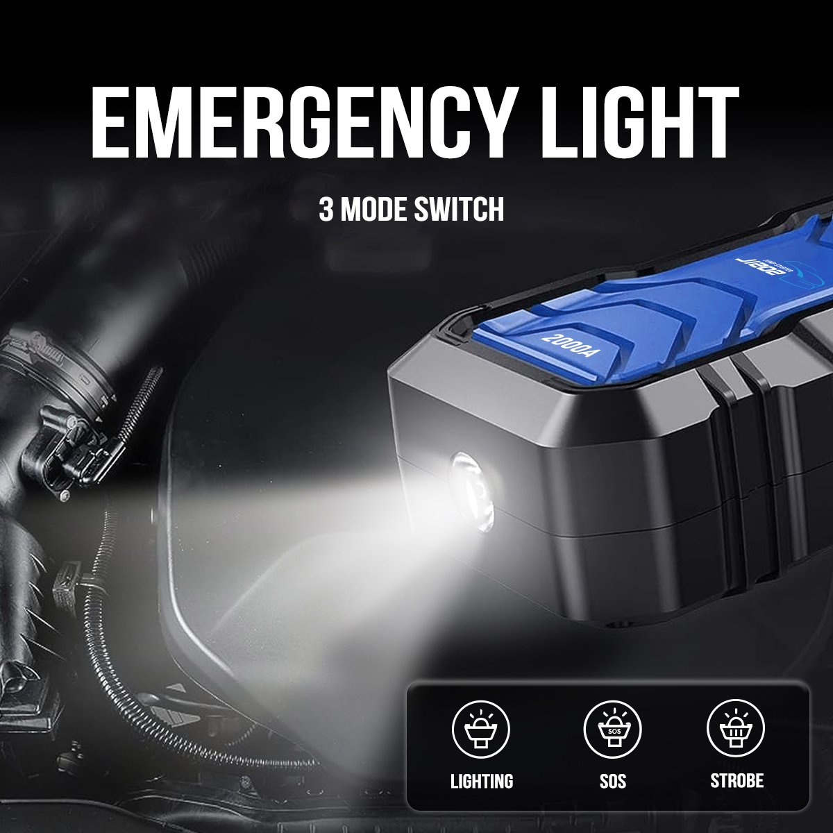 2000A DC 12v Emergency Portable Vehicle Car Battery Booster Pack Power Bank 2 In 1 Battery Tester And Jump Starter