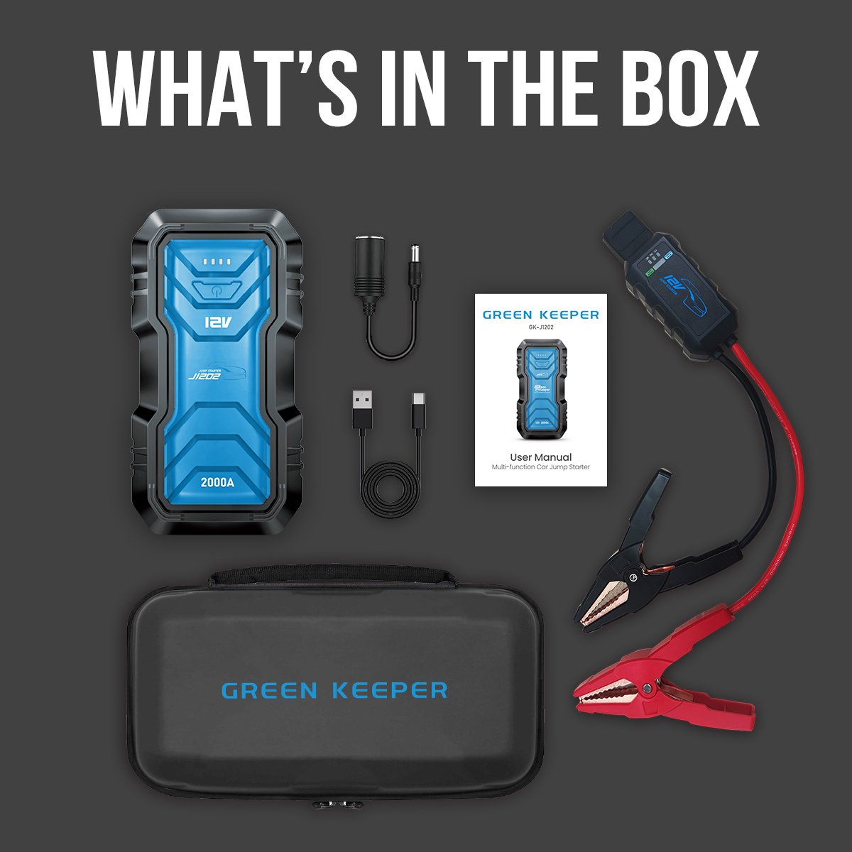 2000A DC 12v Emergency Portable Vehicle Car Battery Booster Pack Power Bank 2 In 1 Battery Tester And Jump Starter