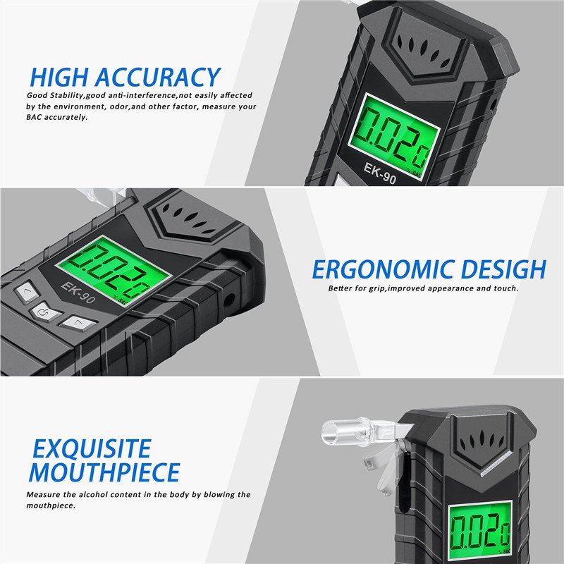 EK90 Portable Digital Alcohol Checker Alcohol Detector Breathalyzer Alcohol Tester for Driver
