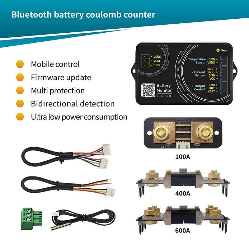 JUNTEK KL110F Battery Tester High Precision Bluetooth Coulomb Counter Cell Phone Control LCD Display Battery Capacity Tester