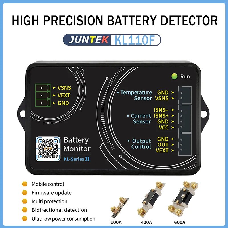 JUNTEK KL110F Battery Tester High Precision Bluetooth Coulomb Counter Cell Phone Control LCD Display Battery Capacity Tester