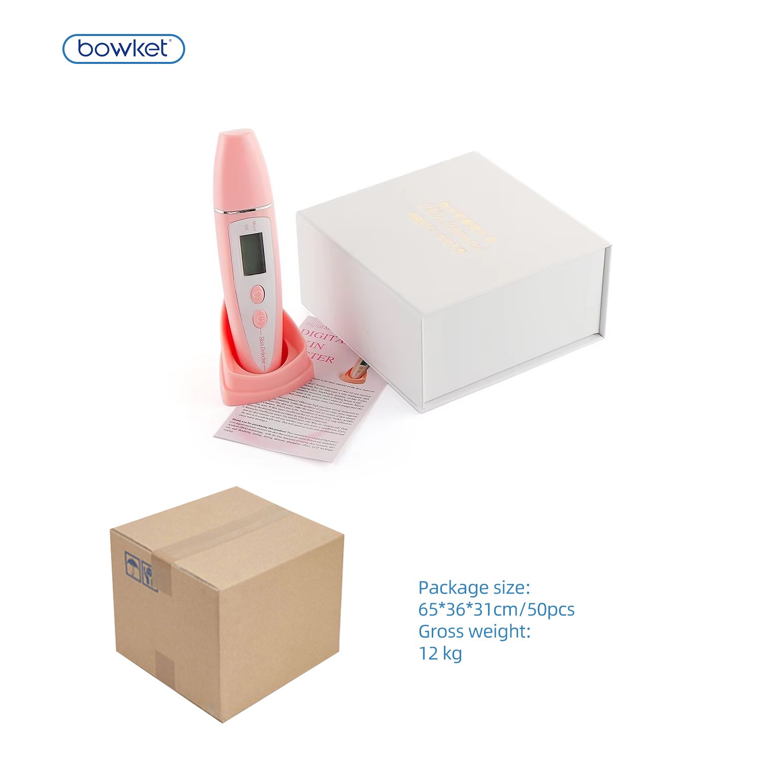 BOWKET 2024 New Digital Skin Tester Oil Humidity Moisture Detection Face Care Home Use Mini Skin Analyzer Machine