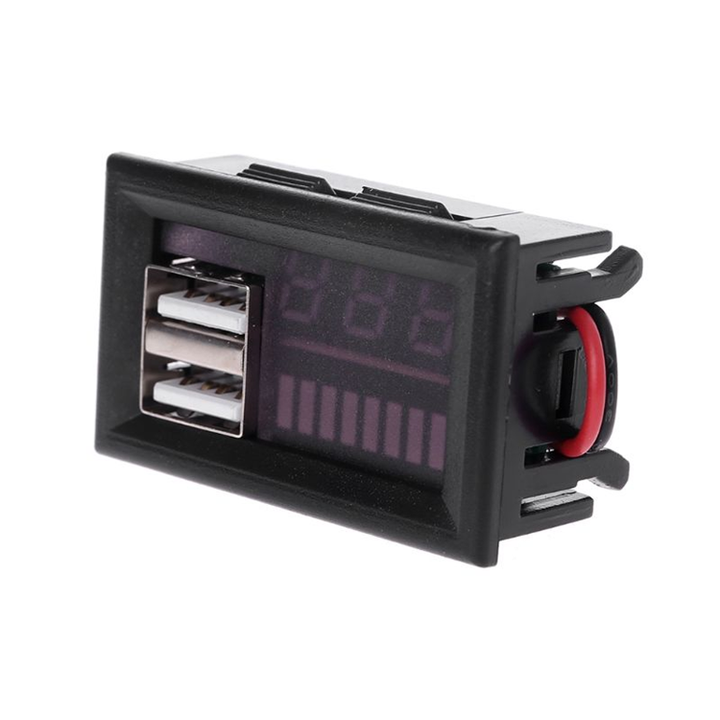 Red LED Digital Display Voltmeter DC 12V Car Motorcycle Vehicle Mini Voltage Meter Battery Tester Panel Dual USB 5V 2A Output