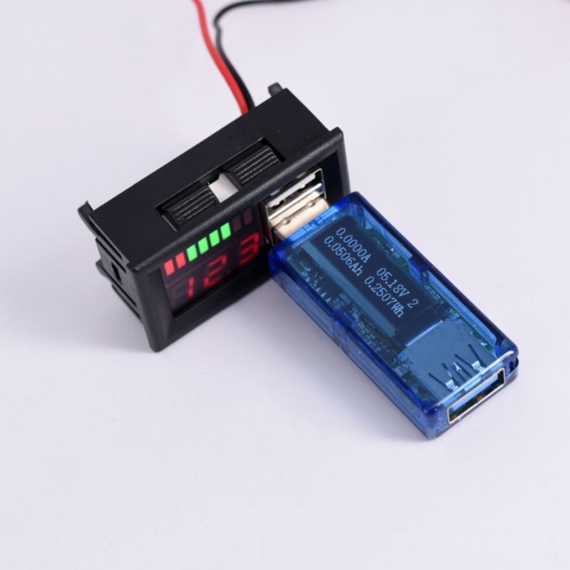 Red LED Digital Display Voltmeter DC 12V Car Motorcycle Vehicle Mini Voltage Meter Battery Tester Panel Dual USB 5V 2A Output