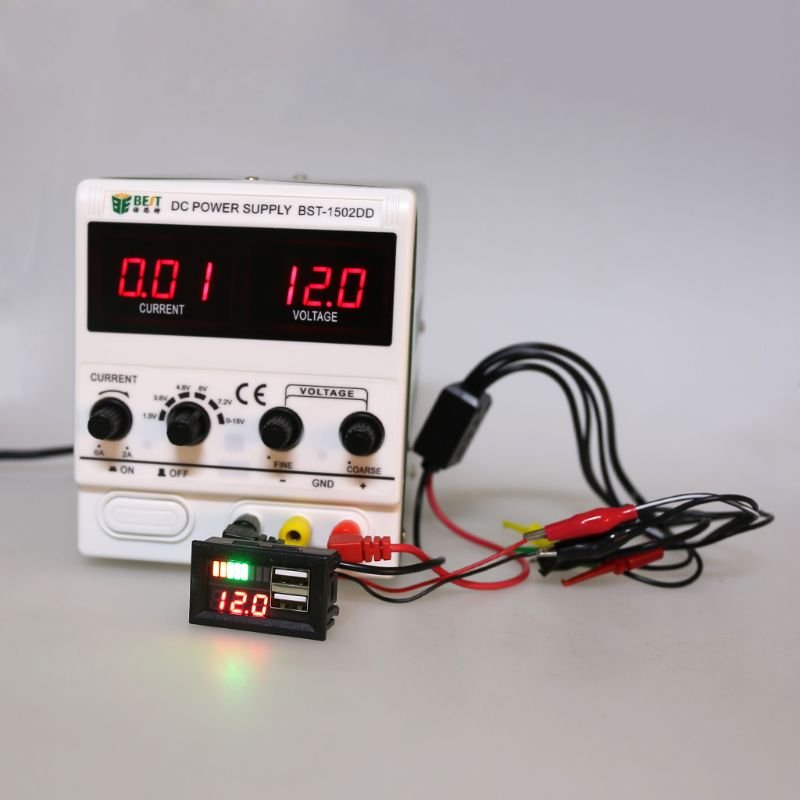 Red LED Digital Display Voltmeter DC 12V Car Motorcycle Vehicle Mini Voltage Meter Battery Tester Panel Dual USB 5V 2A Output