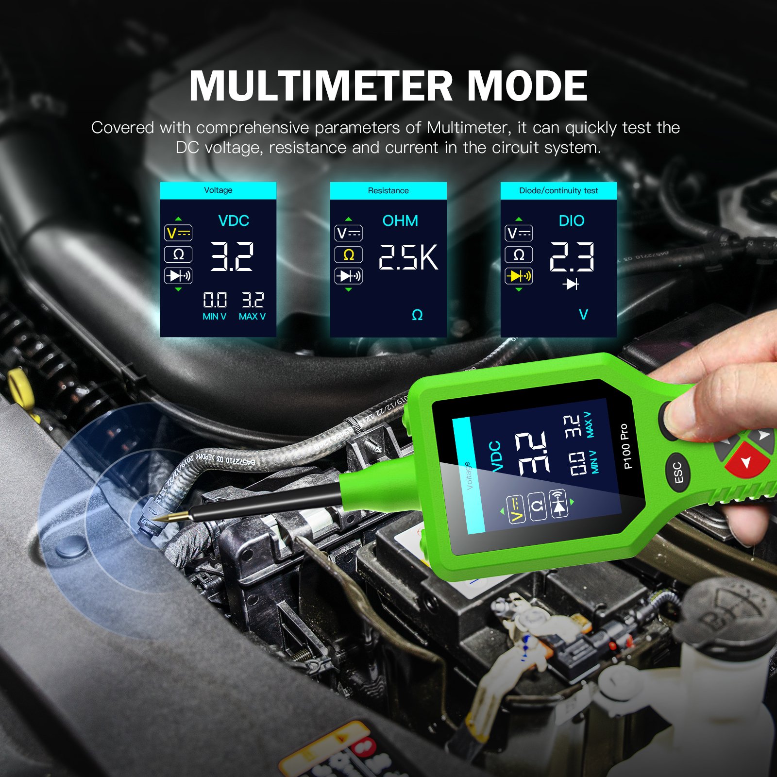 JDiag New TopDiag Power Probe P100 Pro PK PS100 P200 Automotive Circuit Tester Electrical System Multi-function DiagnosticTool