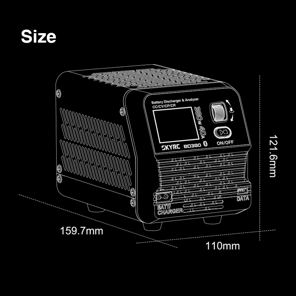 SkyRC BD380 Powerful Battery Discharger Analyzer 380W 40A 30V Four Modes CC/CP/CR/CV Battery Burst Power Boosted for RC Models