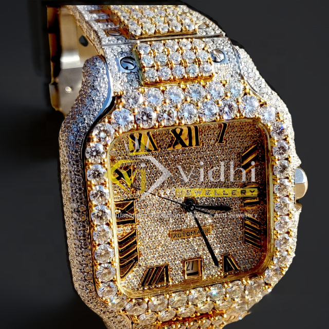 2023 New Luxury Customize Diamond VVS Moissanite Watch HipHop Mechanical GIA Certified Full White Gold Automatic Watches For Men