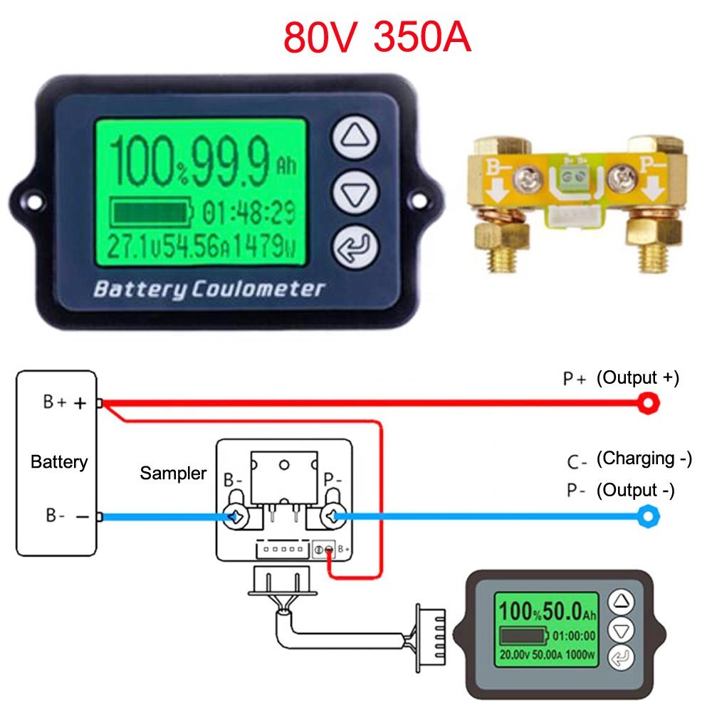 TK15 DC 8V-80V 350A Battery Coulometer Professional Precision Vehicle Battery Tester Electric Quantity Display Monitor