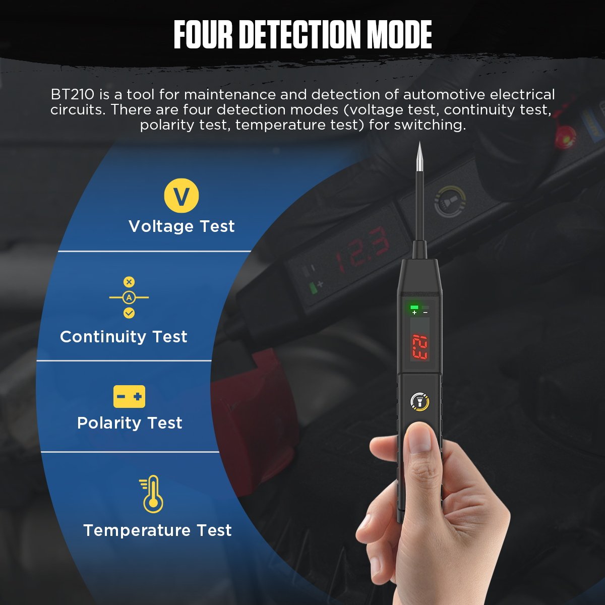 AUTOOL BT210 New Car Circuit Tester Power Probe Diagnostic Tool 9-30V Electric Voltage Integrated Scanner Battery Tester 3 Years