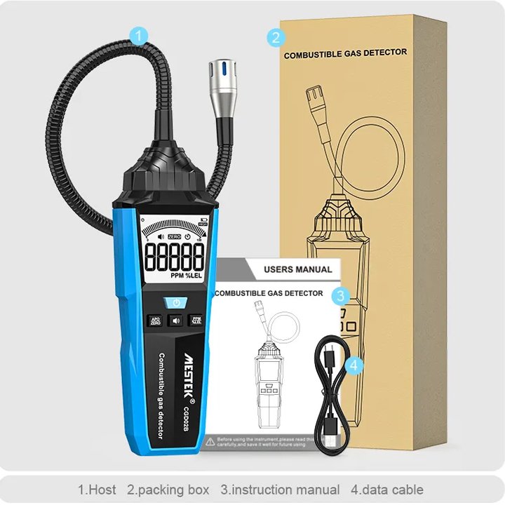 MESTEK CGD02B Handheld Gas leak Detector Monitor Tester Gas Analyzer Combustible Gas Detector