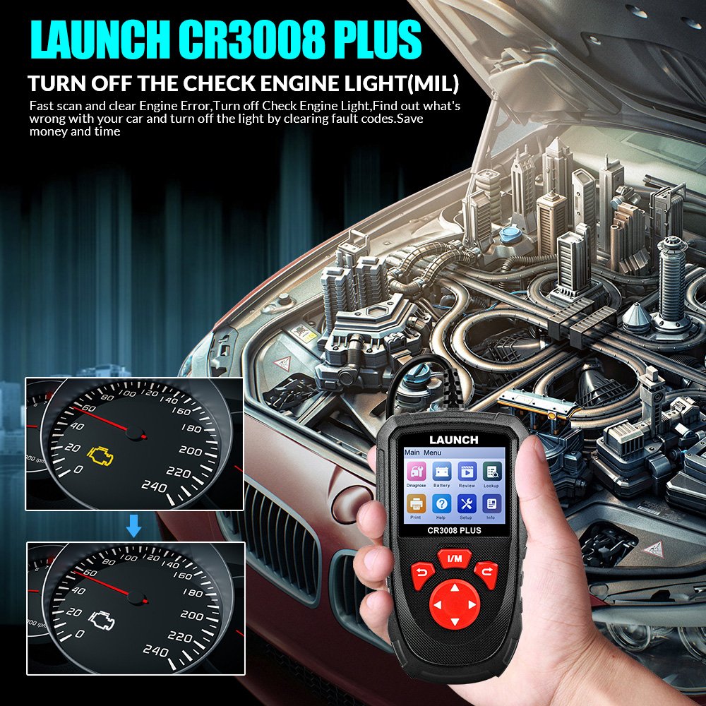 Launch Professional CR3008 PLUS Diagnostic Tools Engine Analyzer OBD2 Scan Tool Bi-directional Control Code Reader