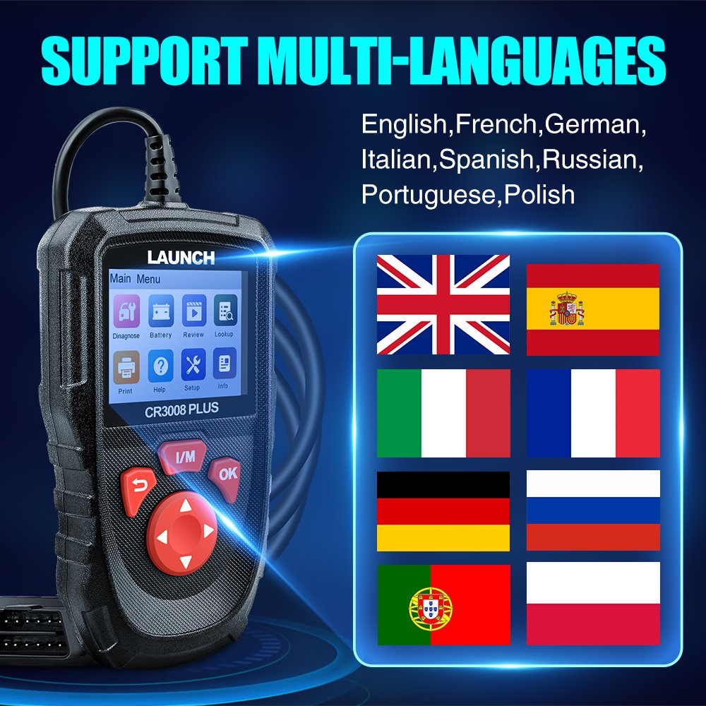 Launch Professional CR3008 PLUS Diagnostic Tools Engine Analyzer OBD2 Scan Tool Bi-directional Control Code Reader