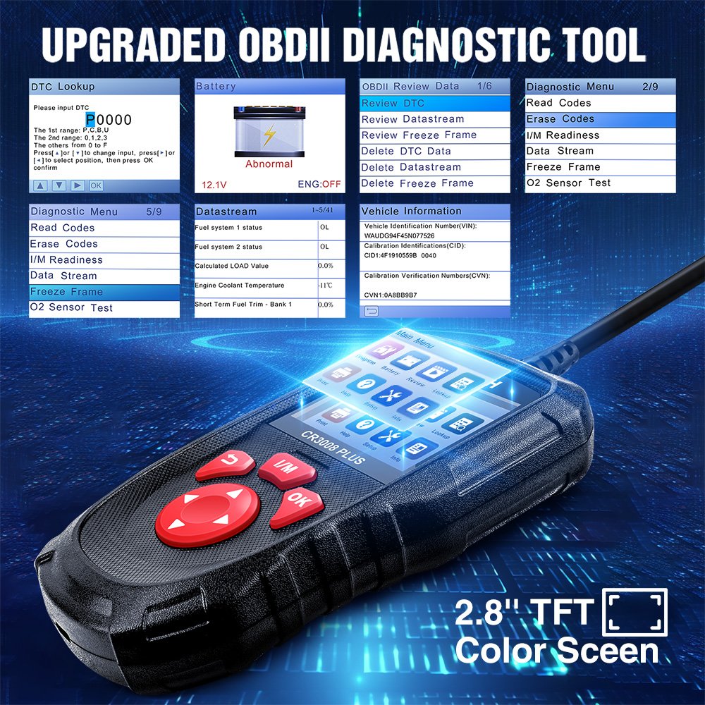 Launch Professional CR3008 PLUS Diagnostic Tools Engine Analyzer OBD2 Scan Tool Bi-directional Control Code Reader