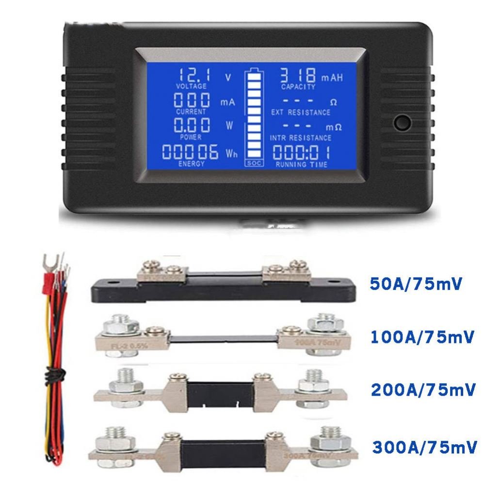 PZEM-015 10A/50A/100A/200A/300A Digital Battery Tester Energy Meter Power Capacity Impedance Residual Electricity Tester Shunt