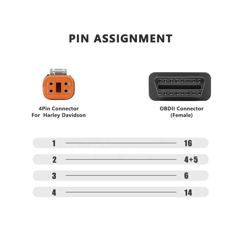 TikTok launches 4-pin to 16 pin Obd 2 16 pin connector diagnostic scanner OBD adapter cable for Harley Davidson in 2024