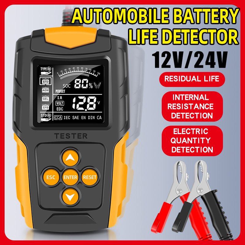 Digital Automatic Car Battery Tester 12V 24V DC Charger Analyzer Capacity Load Tester Cranking System Test
